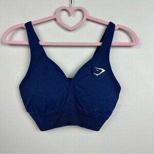 Gymshark NWOT Cobalt Purple MarlVital V Neck Sports Bra Light Weight Size M